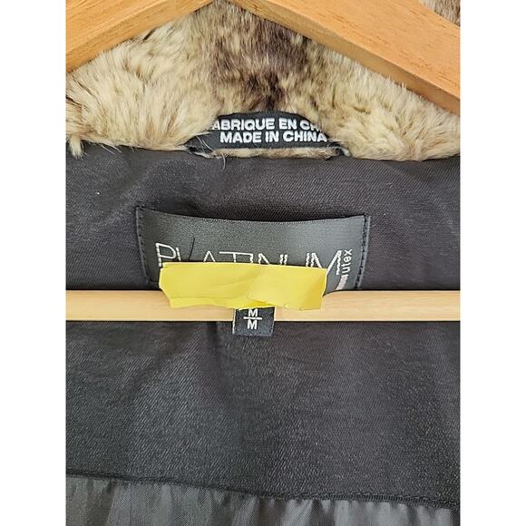 Platinum Utex Faux Fur Trim Down Parka Coat Black M Mobwife Penny Lane Winter - Picture 11 of 15